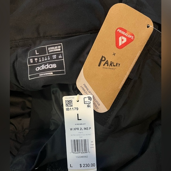 Adidas Terrex Xperior 2L Insulated x Parley Black Snow Pants Women's Size Large - Picture 14 of 15